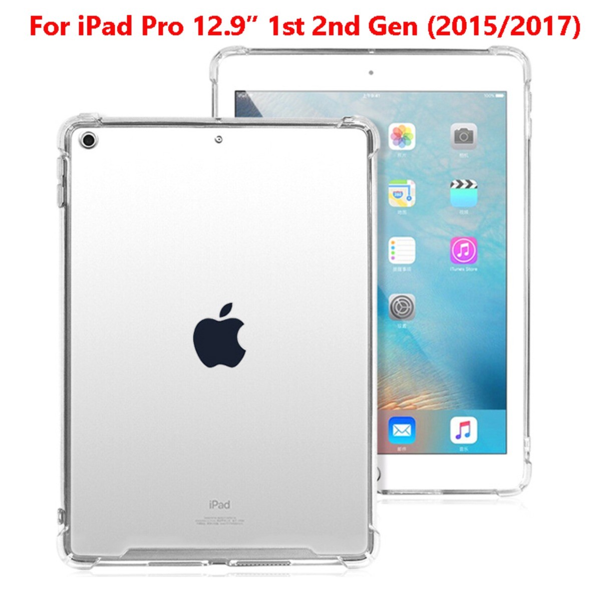 For Apple iPad Pro 12.9″ 1st 2nd Generation(2015/2017) TPU Case Clear Back Cover