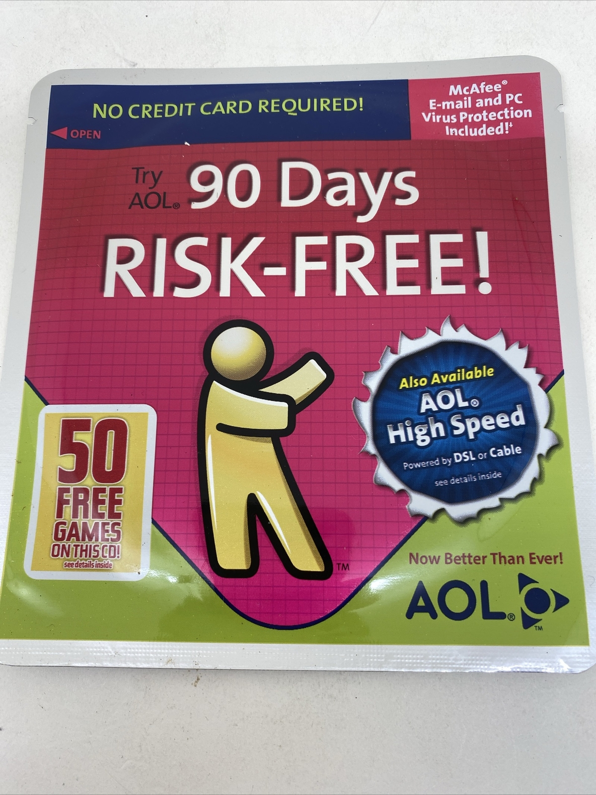 AOL CD – Rom 90 Days Risk Free / 50 Free Games Sealed