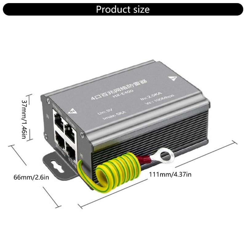 POE Networking Surge Protector 4Port Ethernet Surge Protector 100Mbps/1000Mbps