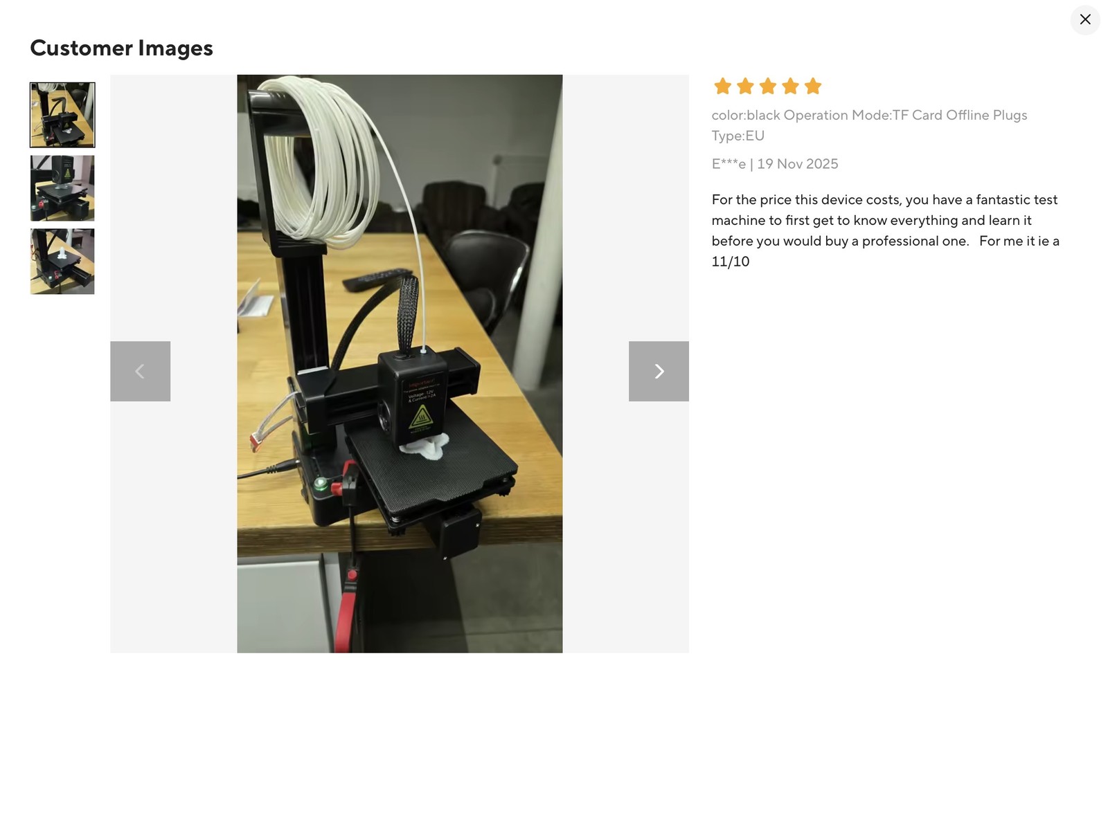Entry-Level 3D Printer Compatible with PLA and TPU 1.75mm Filament, Includes Ada