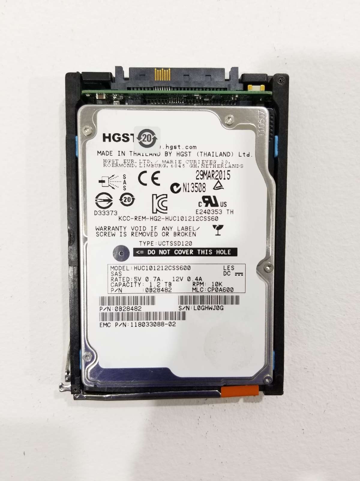 HGST HUC101212CSS600 1.2TB 2.5″ 6Gb/s 64MB 10K RPM SAS HDD W/Caddy P/N: 0B28482
