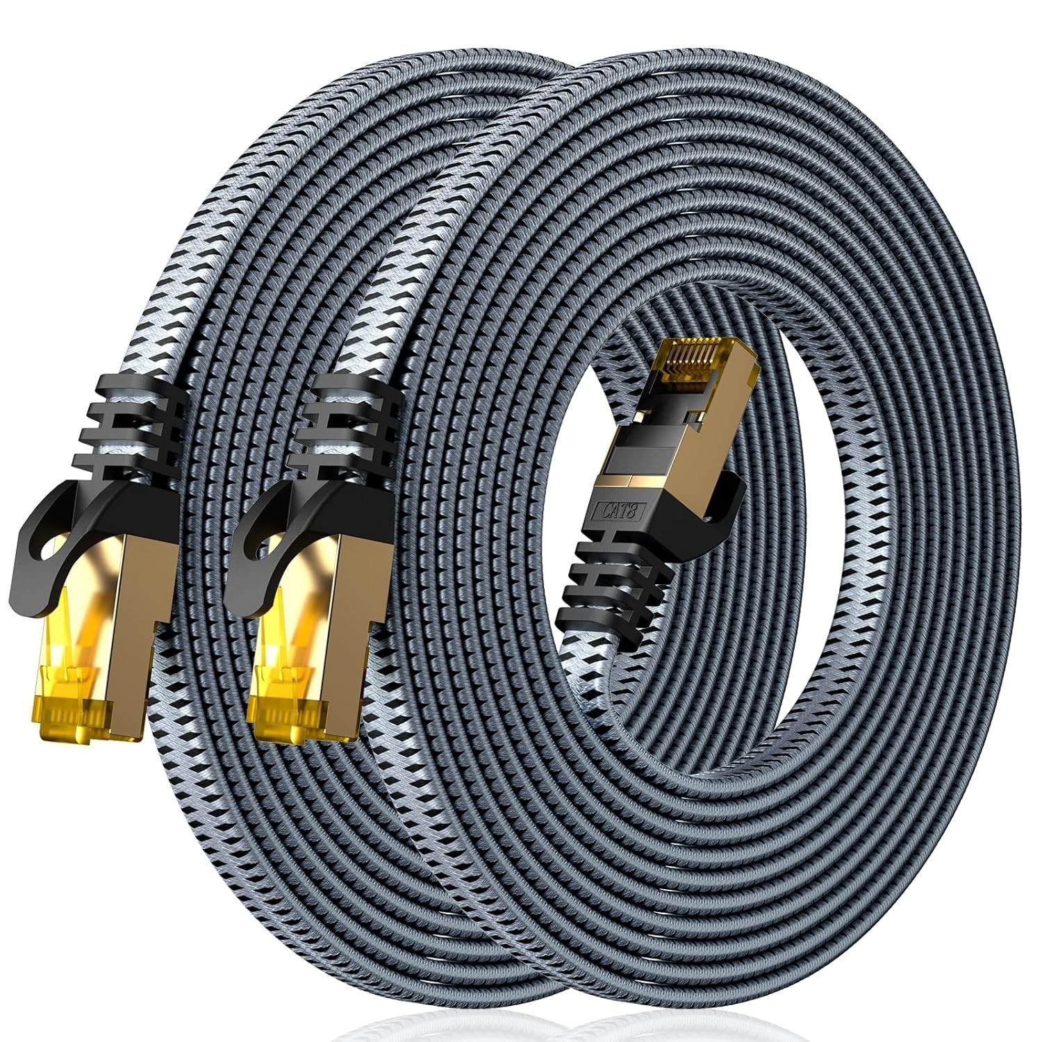 Cat 8 Ethernet Cable 1 FT 2 Pack, 40Gbps 2000Mhz High Speed Cat8 Network LAN …