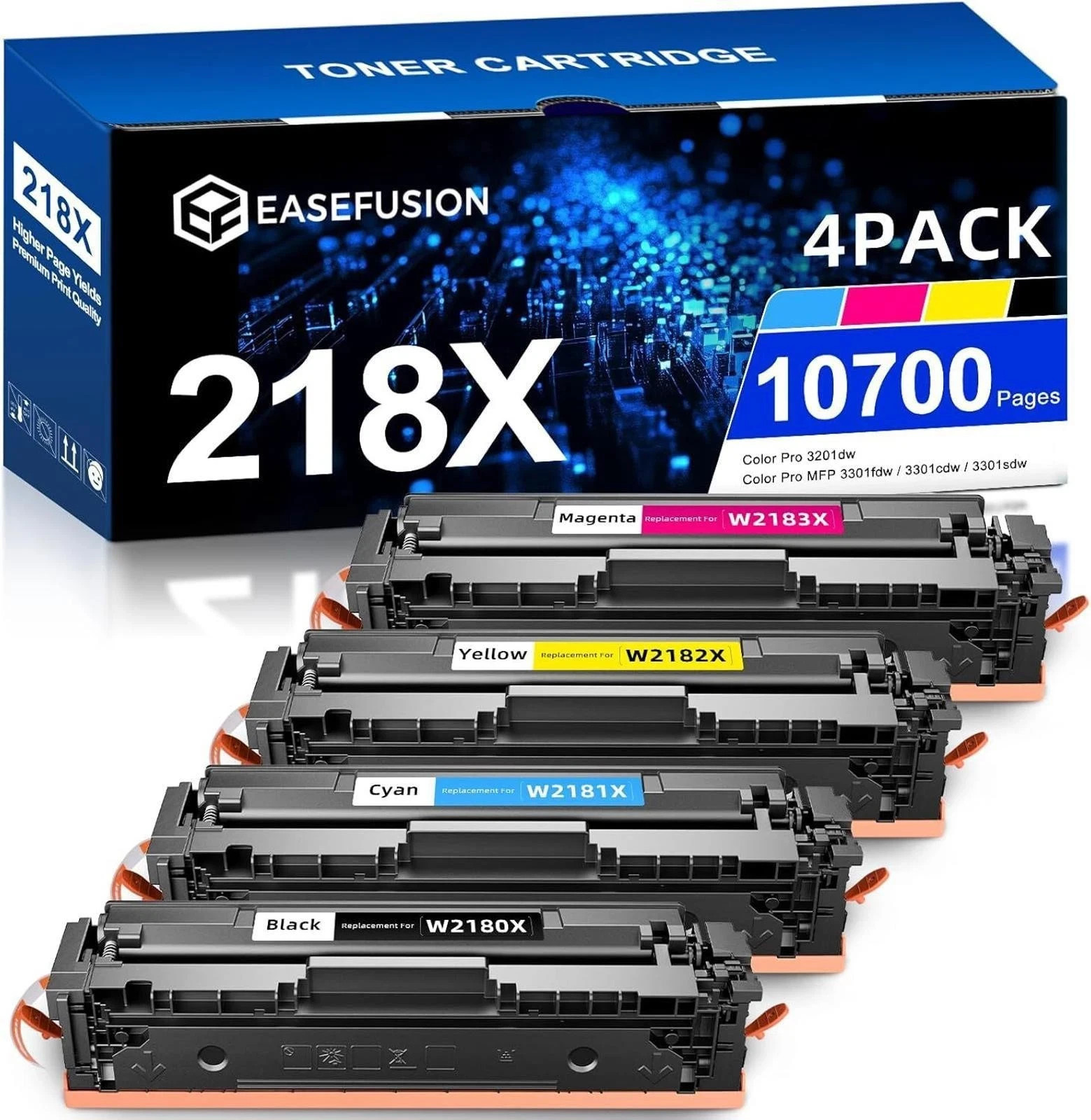 218X Toner Cartridge 4-Pack Replacement for HP 218A 218X Color LaserJet Pro New