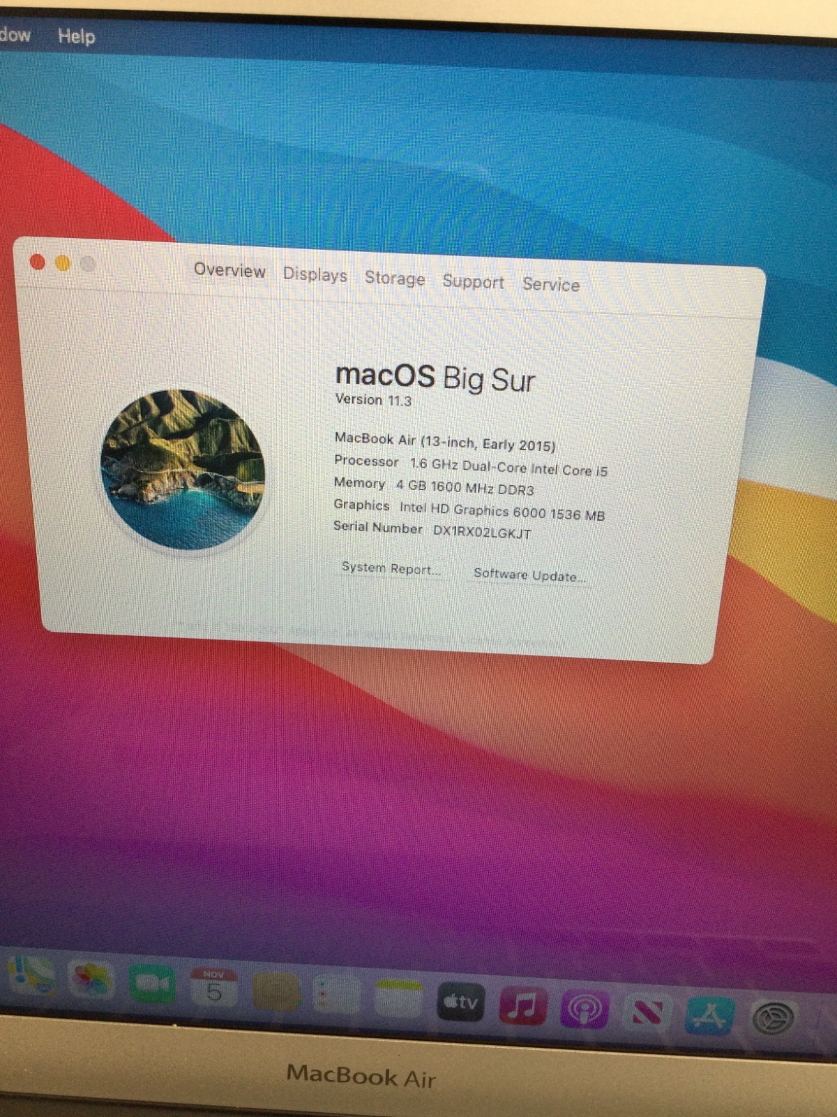 MacBook Air 13.3 in (128GB SSD, Intel Core i5 5th. Gen., 1.6GHz, 4GB RAM)
