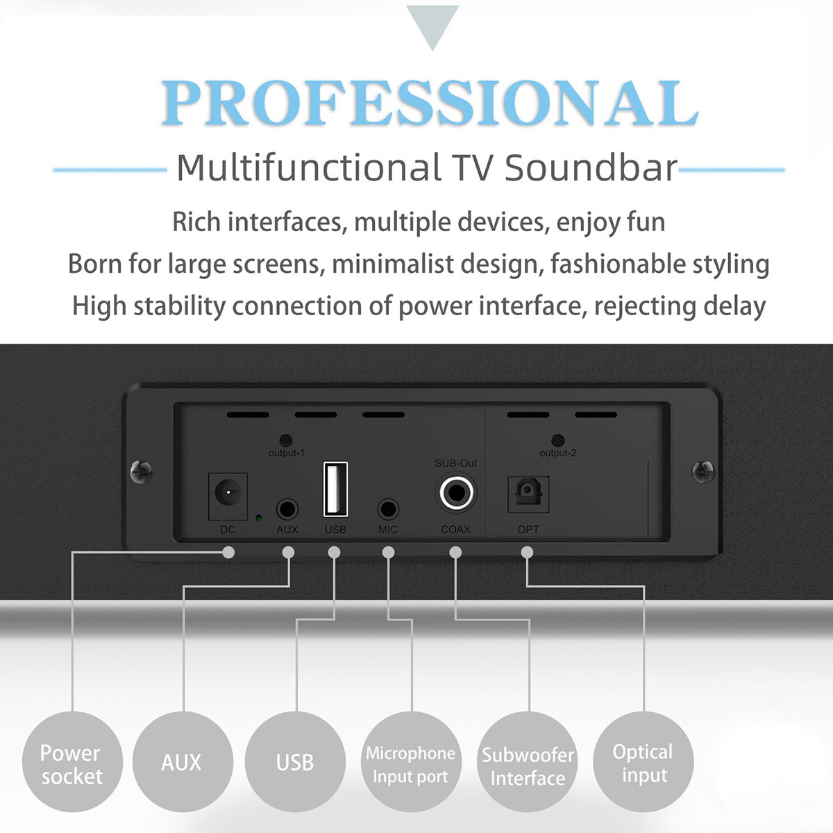 Surround Sound Bar Wireless Bluetooth Stereo Speakers Soundbar TV Home Theater