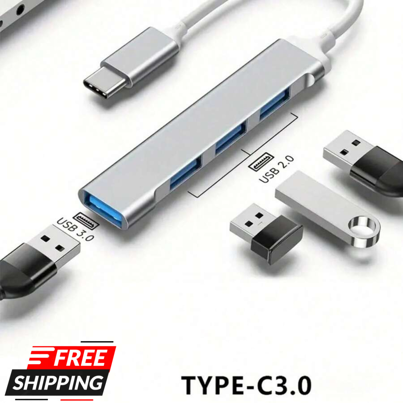 USB C Hub 4 Ports USB C To USB Hub with 1 USB 3.0 USB 2.0 USB C Splitter Adapter