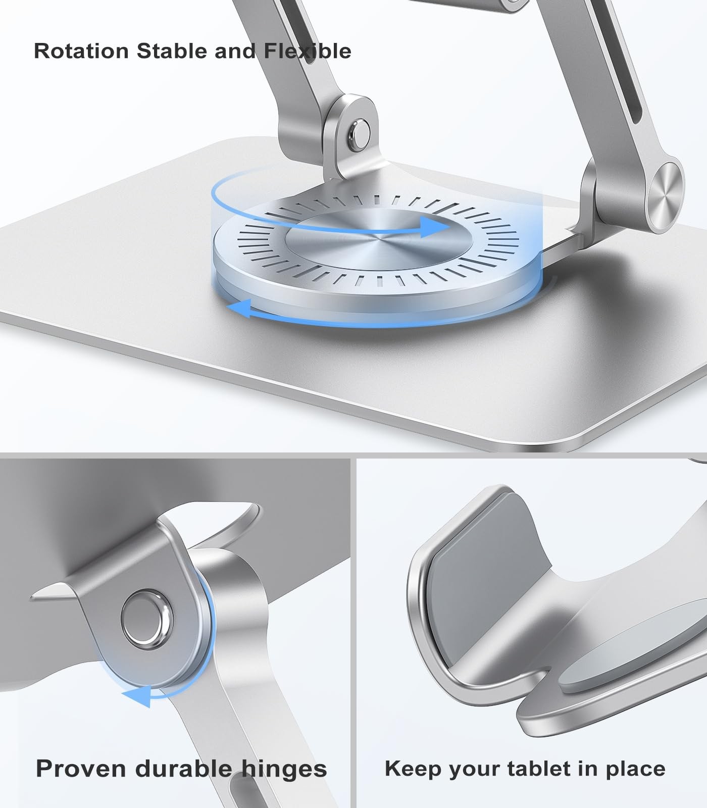Tablet Stand Adjustable with 360° Swivel Base Aluminum Tablet Stand Holder fo…