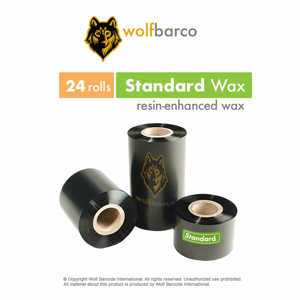 24 Rolls 3.26” x 1476′ (83mm x 450m) Wax Thermal Transfer Ribbon w/ Zebra