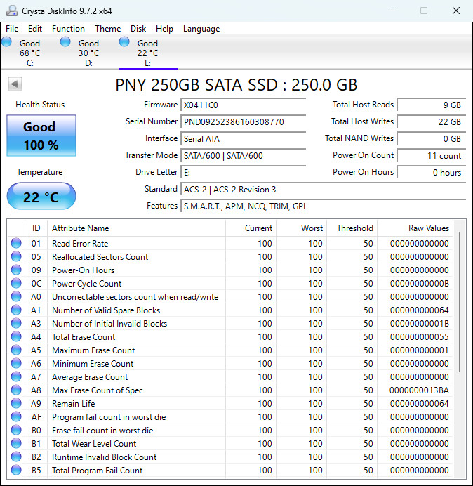 PNY CS900 250GB 2.5″ Internal SSD (SSD7CS900-250-RB)