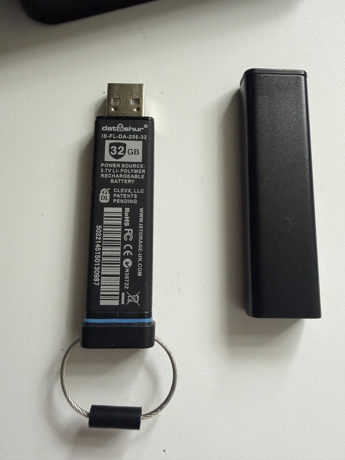 datAshur iStorage USB 256-bit 32GB Hardware Encrypted Flash Drive PW Protected