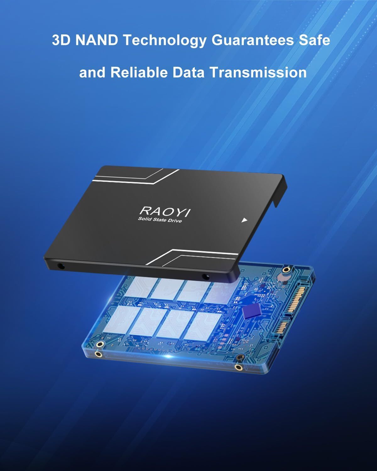 RAOYI 1TB SSD 550MB/s 2.5” SATA III Internal Solid State Drive High Speed 6Gb/s