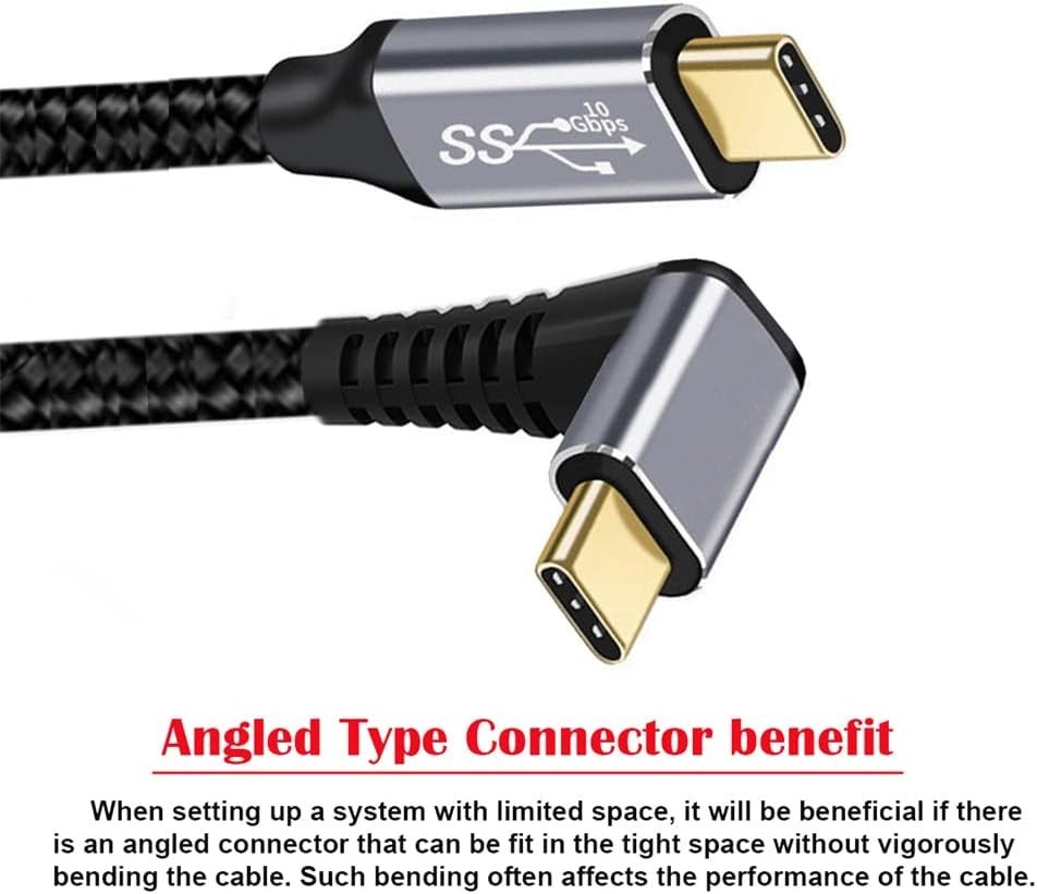 90 Degree Up Down Angled Type-C USB-C Male to Male .1 10Gbps 100W Data Cable …