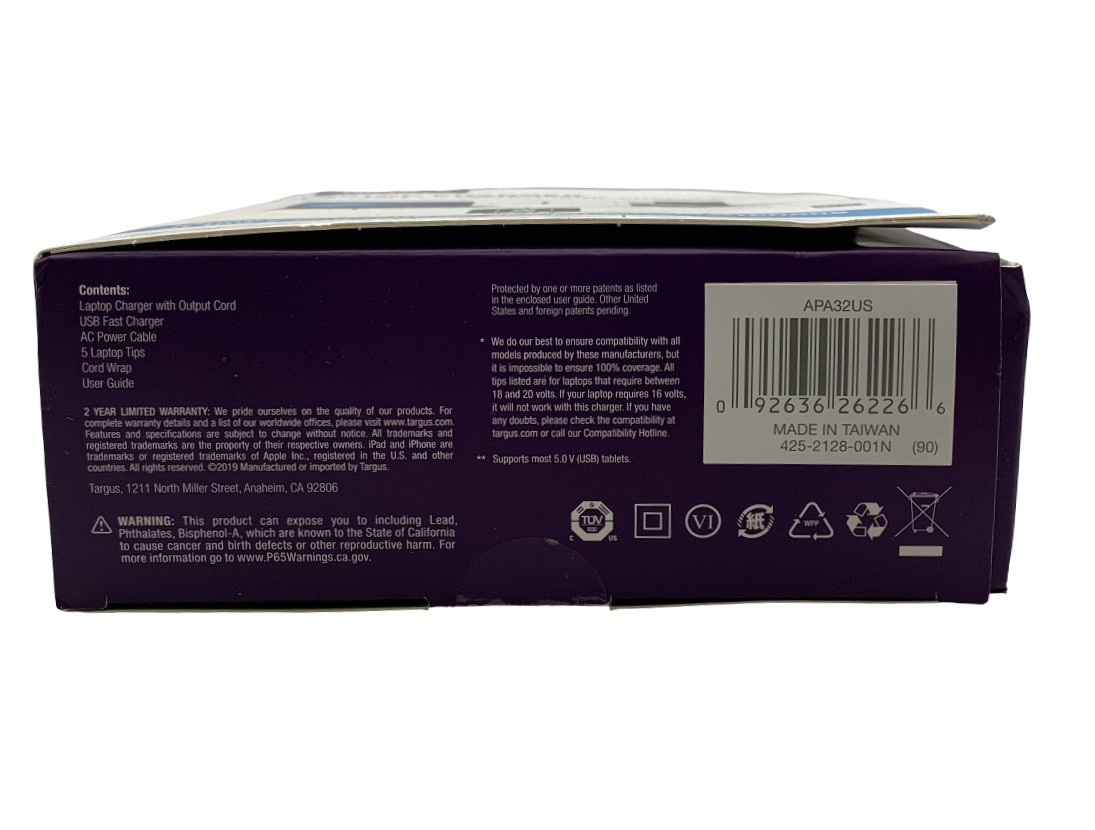 Targus APA32US Laptop Charger with USB Fast Charging Port NEW IN BOX!