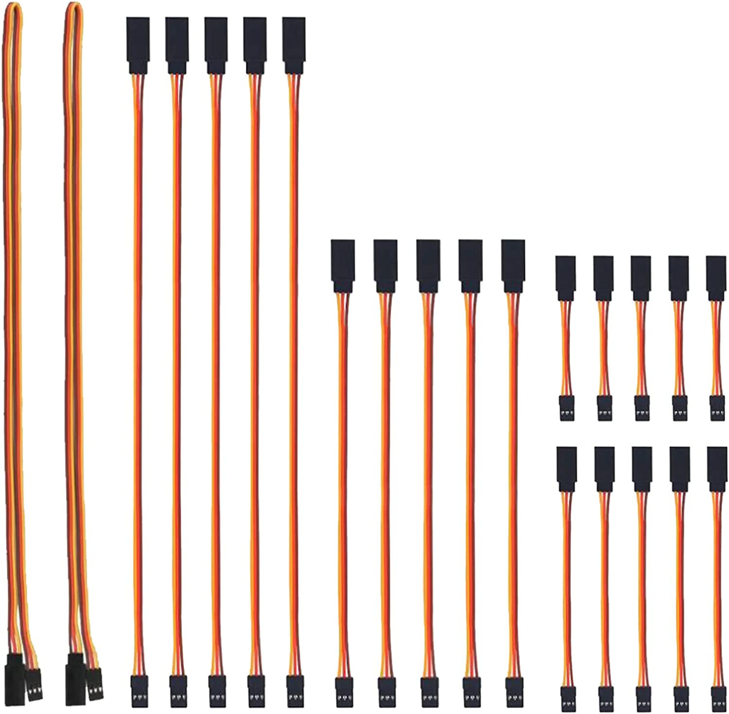 22Pcs 3Pin Servo Extension Cable Cord Male to Female Wire Connectors 5 Types