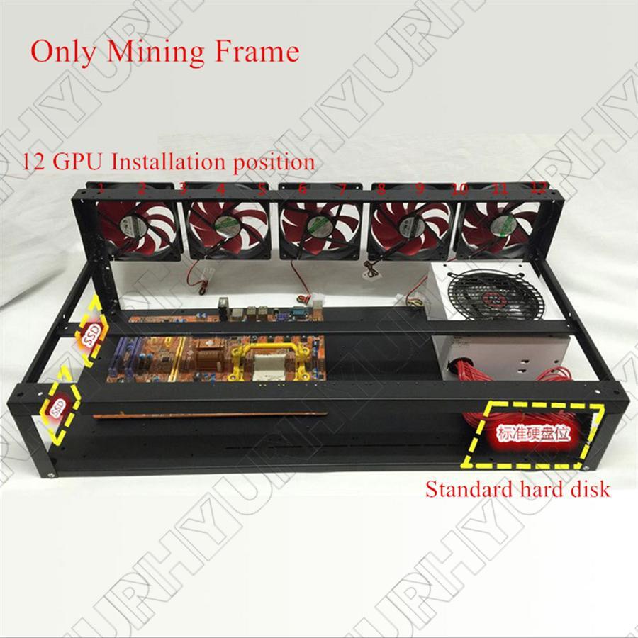 Double Dual Deck 6/8/12 GPU Open-pit Mining Machine Frame Case Coin Ring Bracket
