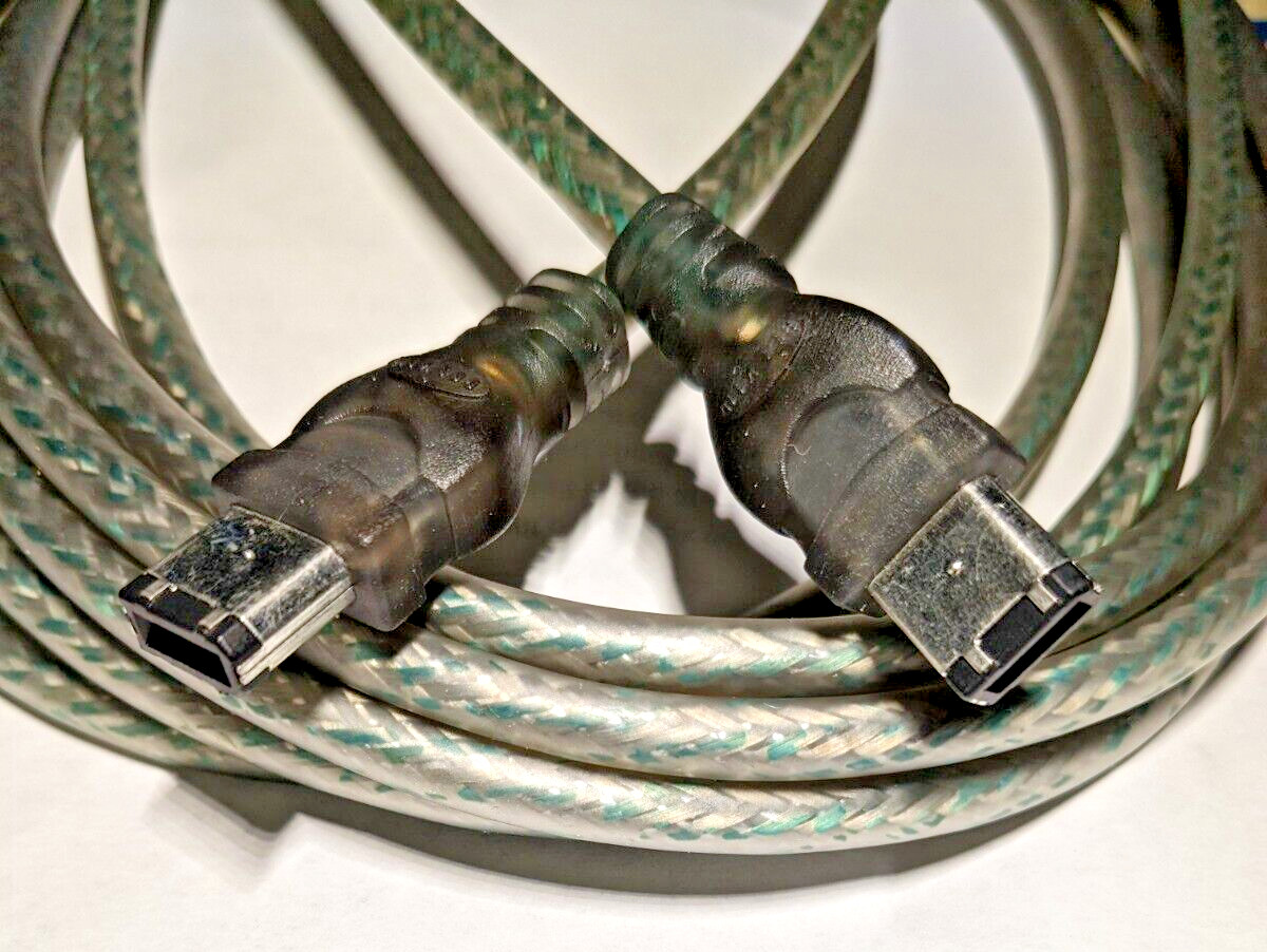 Fire wire 400 IEEE 1394, 6 to 6 Pin iLink 15 Ft cable silver breaded clear