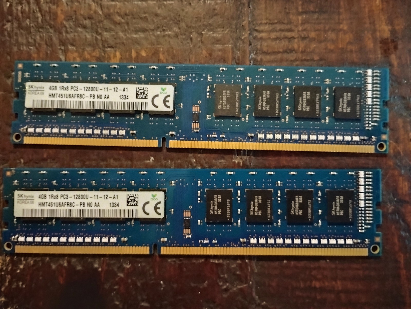 LOT OF 2 SK Hynix 4GB PC3-12800U DDR3-1600 Desktop Memory RAM HMT451U6AFR8C-PB