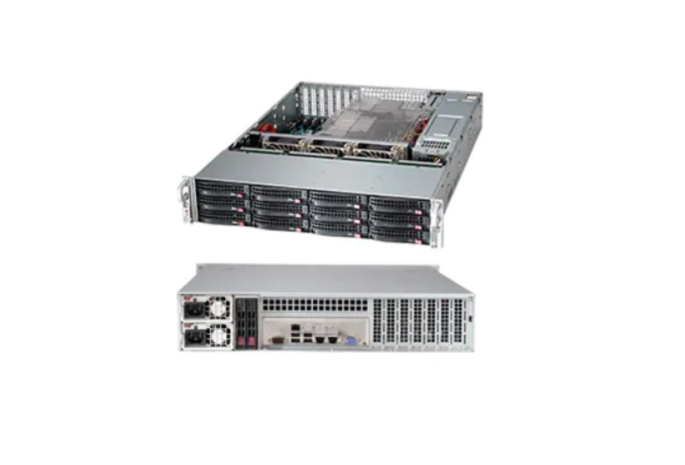 Supermicro 2U 12 Bay LFF Server Case Rear 2.5″ Drive Bay EATX ATX 2x 920W-SQ PSU