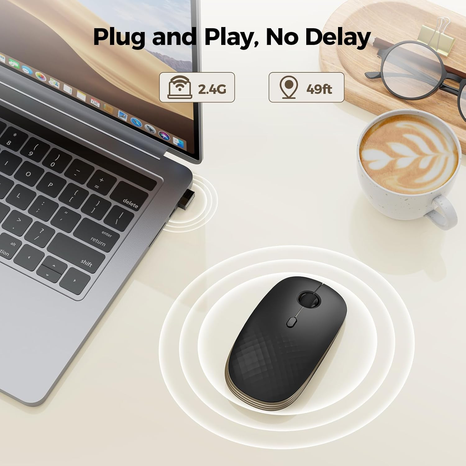 Wireless Mouse,Rechargeable Slim Portable Silent Computer Mouse