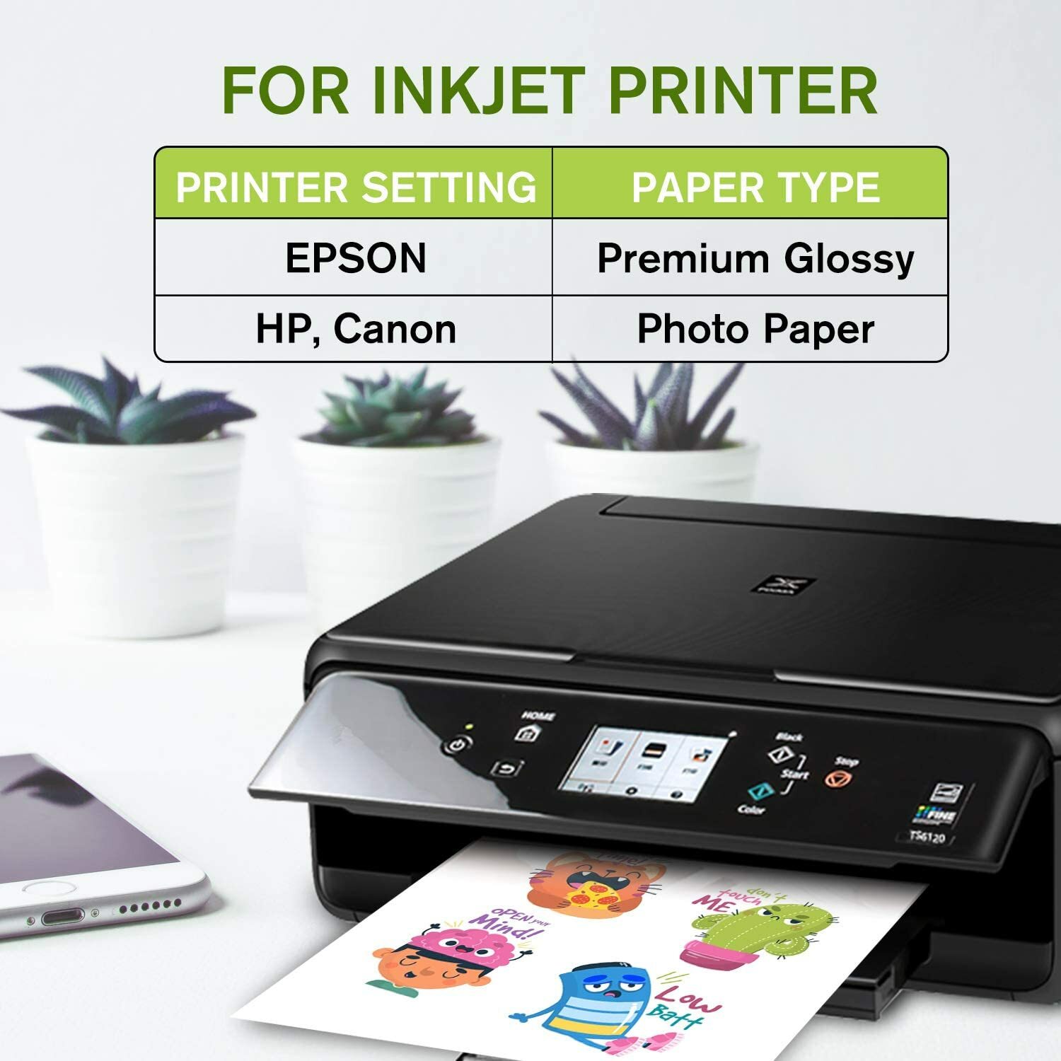 25 Sh Waterproof Printable Vinyl Sticker Paper for Inkjet Printers GLOSSY White