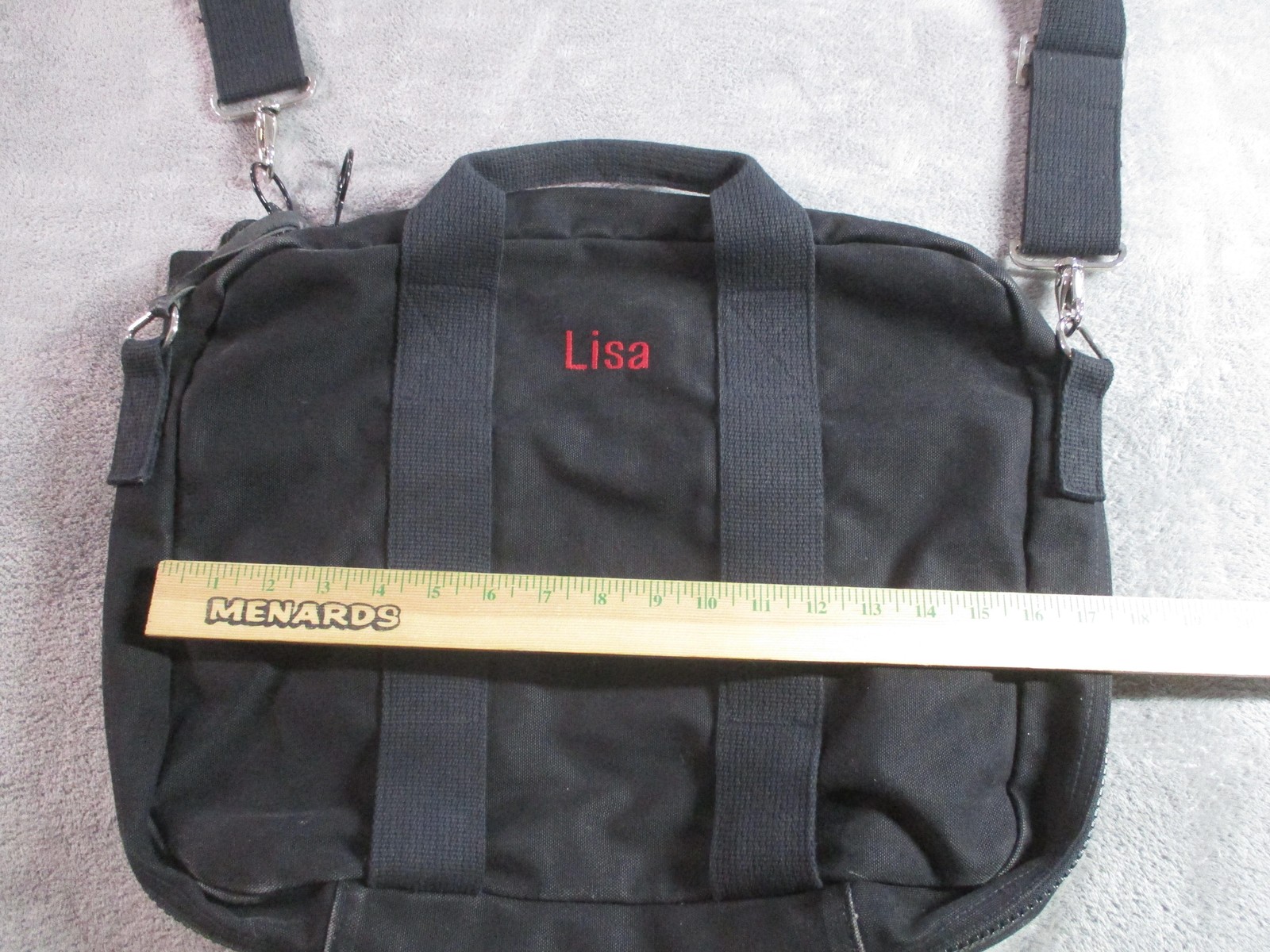 Vintage Lands’ End Square Rigger Black Canvas Laptop Briefcase Padded Strap Bag