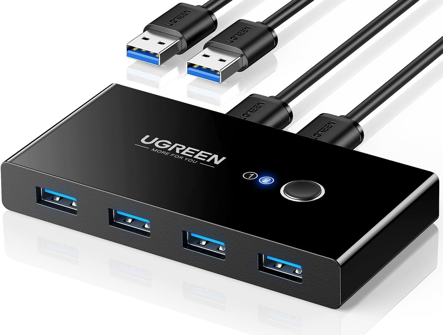 USB 3.0 2-to-4 Switch Selector with One-Button Control & Cables