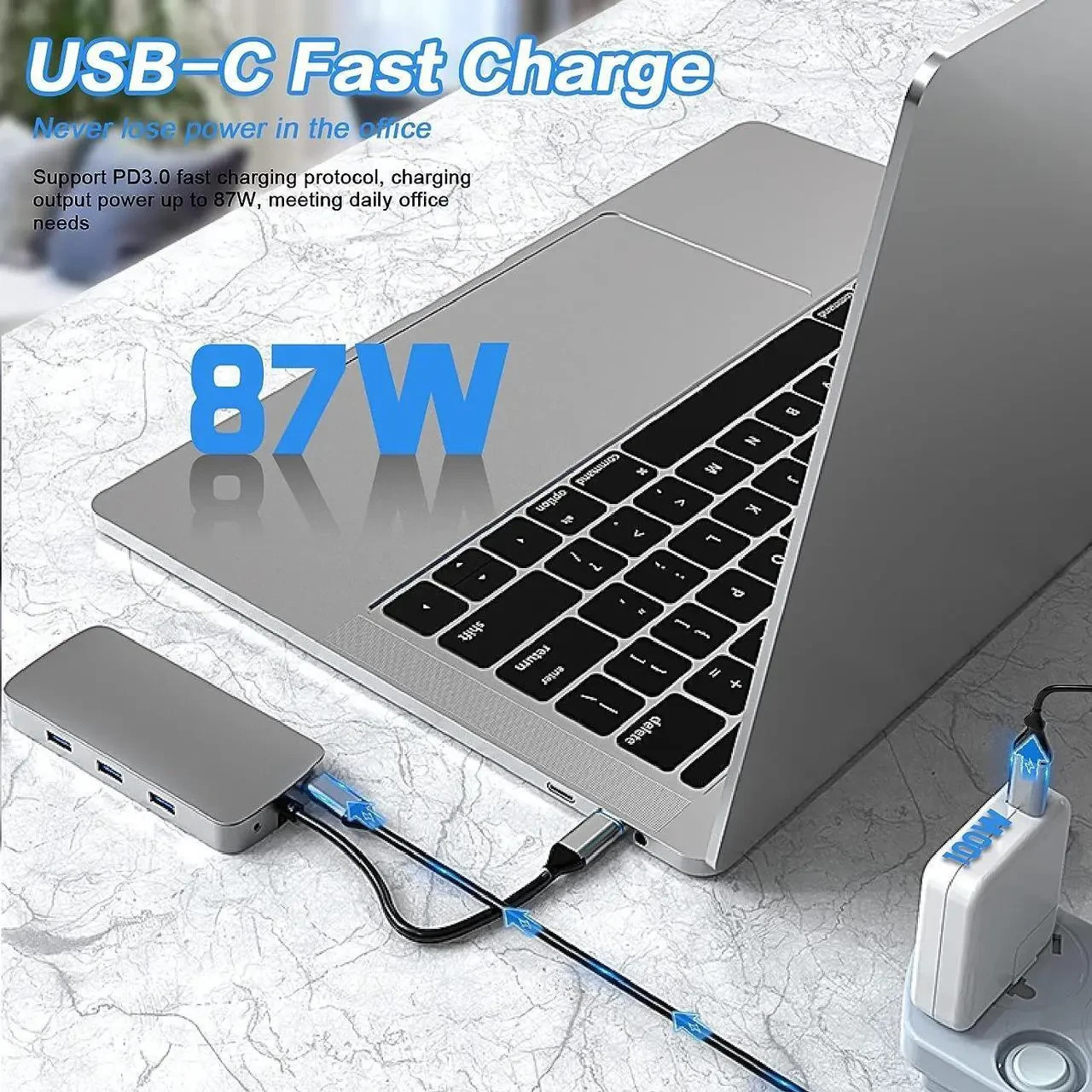 10 In 1 Multiport HUB USB-C Adapter HDMI VGA USB 3.0 RJ45 SD TF Card Audio Jack