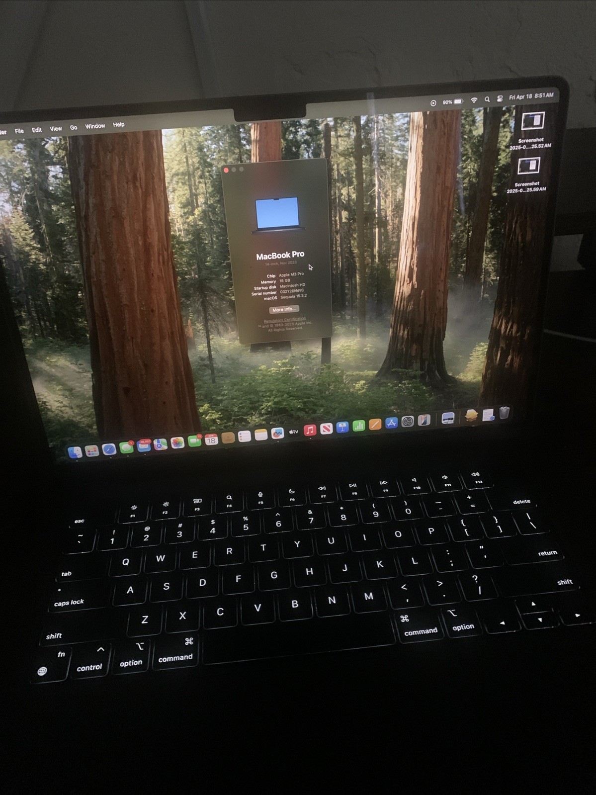 Apple M3 Pro 18 GB Memory 14 In Screen