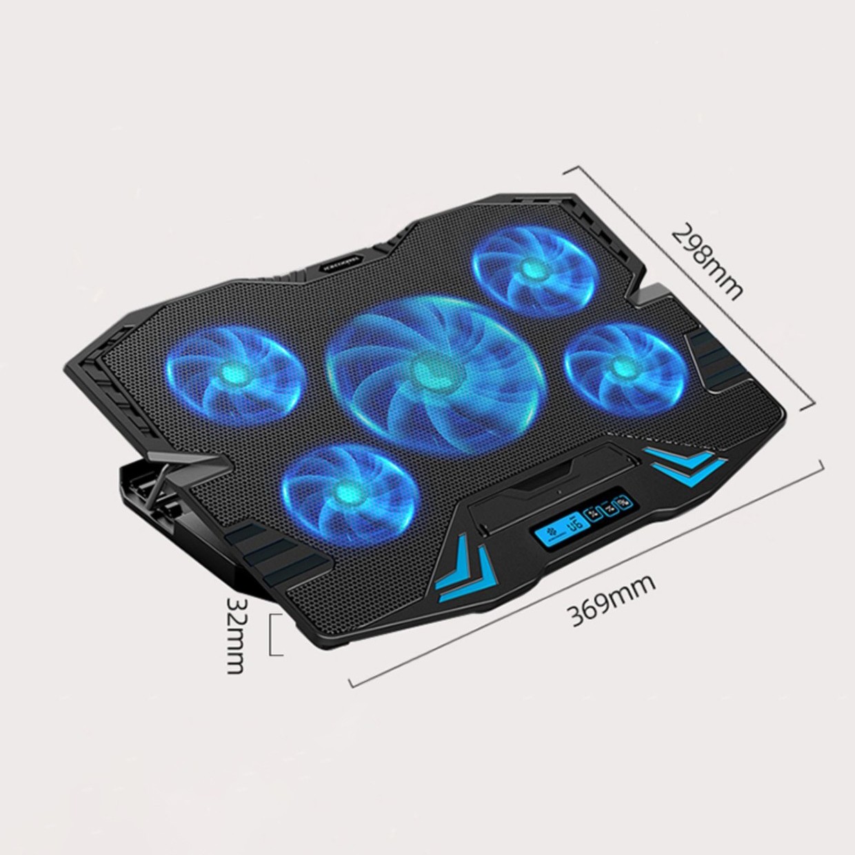 Laptop Cooling Pad For 11-17″ inch Laptop Dual USB Fan Cooler Stand 5 Quiet Fans