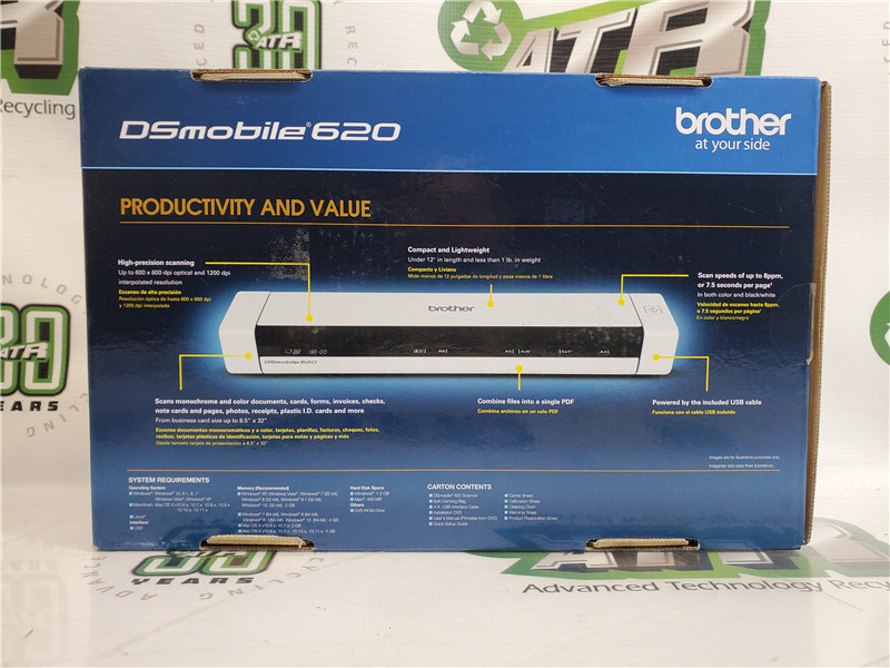 Brother DSmobile 620 Mobile Scanner 600x600dpi USB Portable Used Excellent