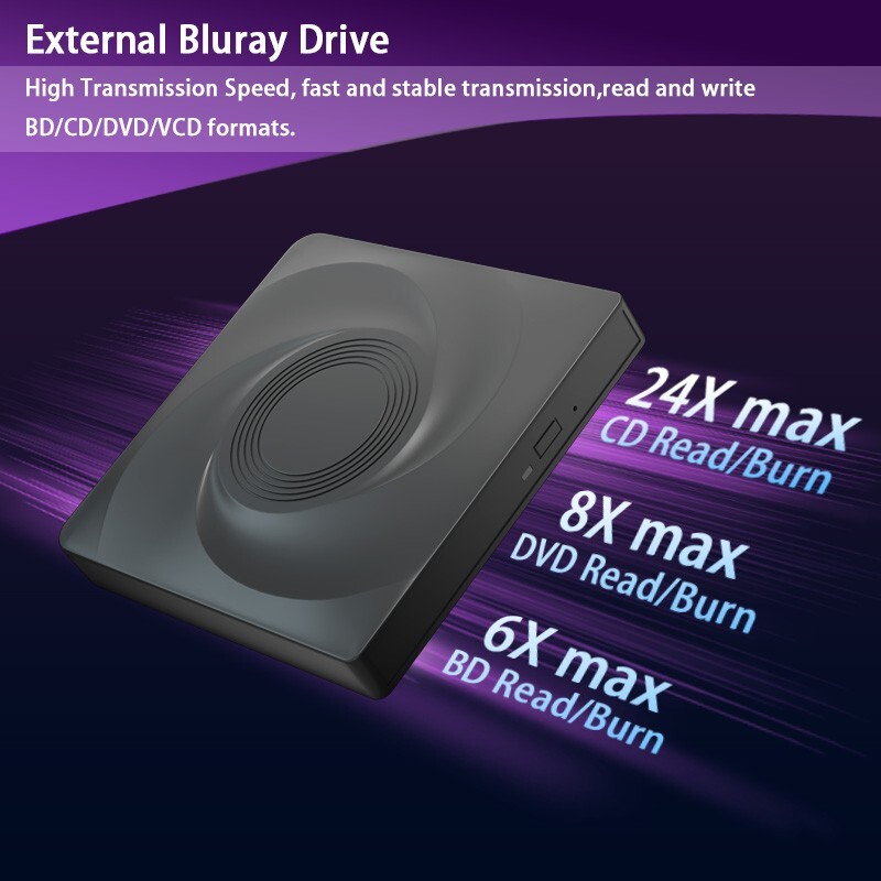 External Blu ray Drive, CD/DVD Drive for Laptop PC, Bluray Player Burner USB 3.0