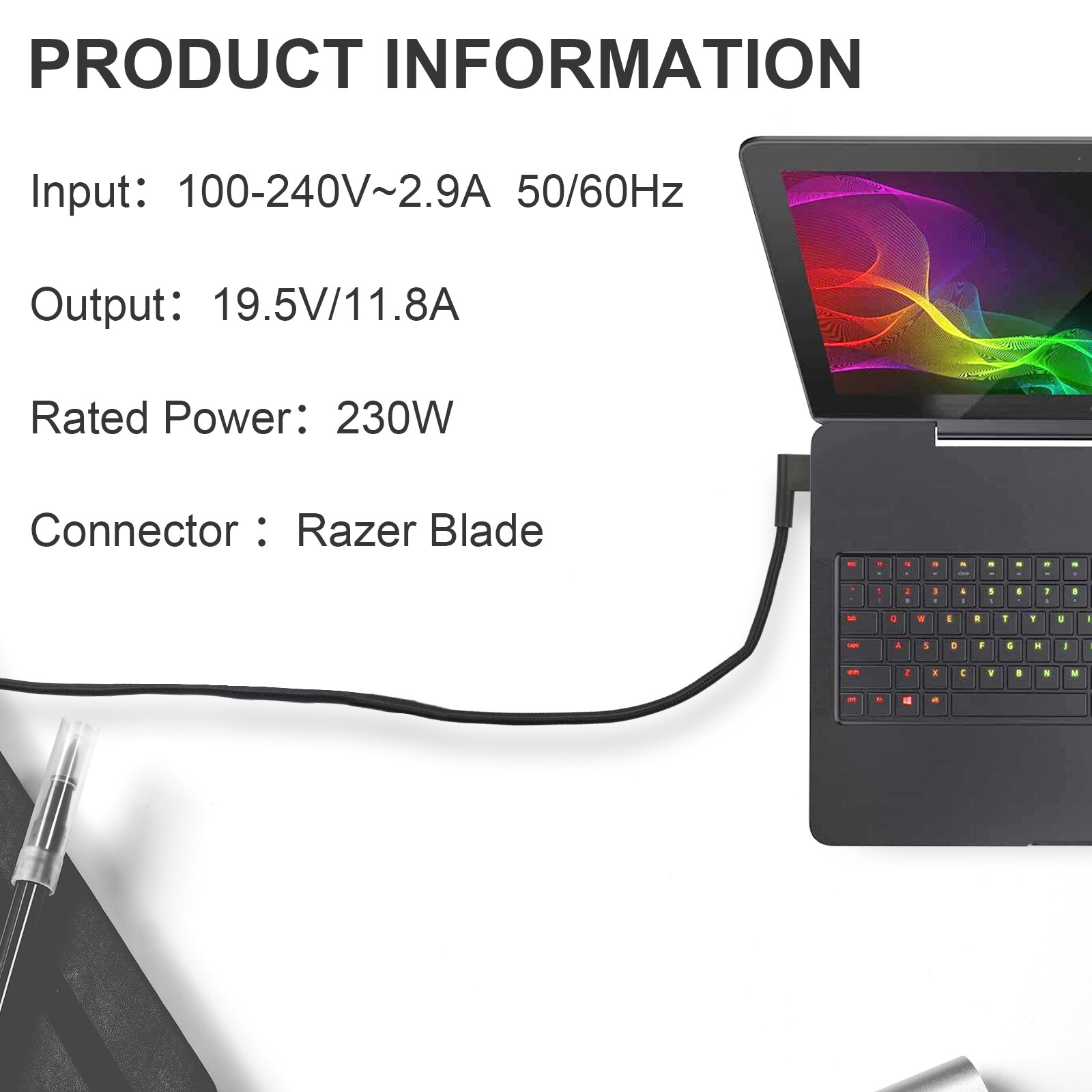 230W Power Adapter Charger for Razer Blade 15 Notebook Laptop Since 2014-2021