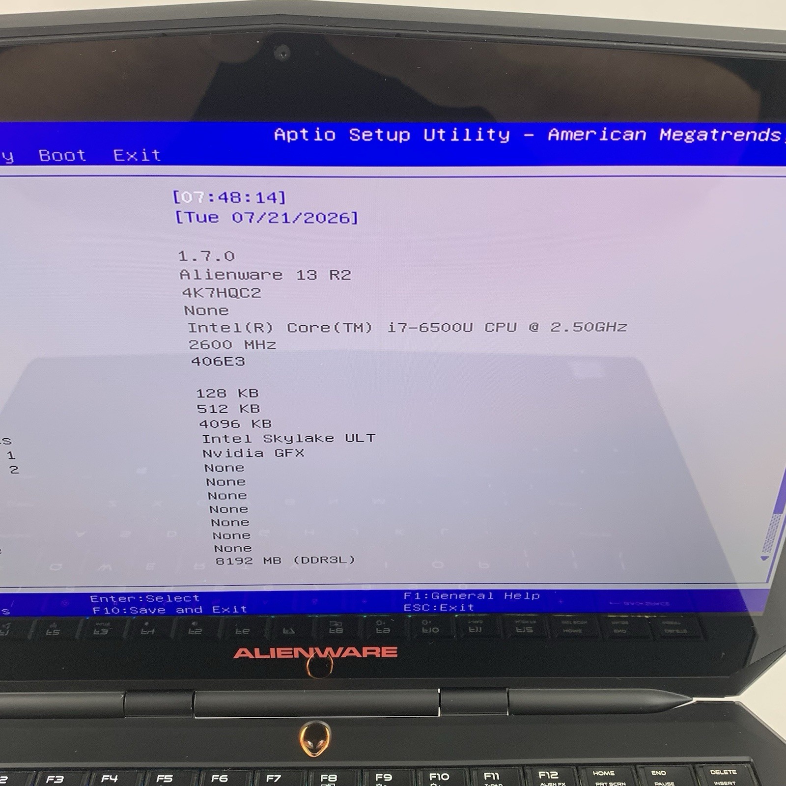 Alienware 13 R2 P56G 13.3” Laptop i7-6500U 2.5 GHz 8 GB Ram No OS/HDD/AC