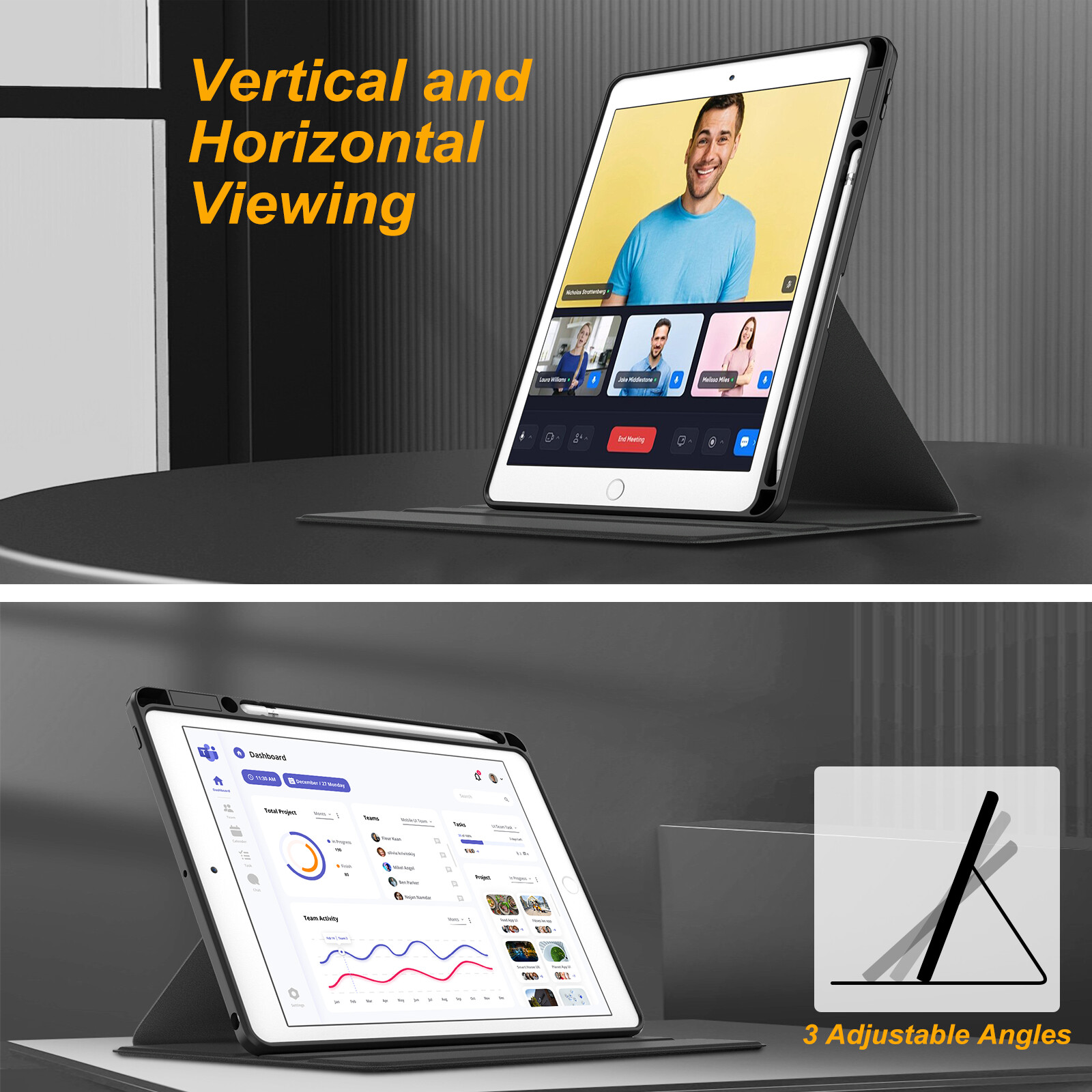 Stand Case for iPad 9th 8th 7th Gen 10.2 Inch Shockproof Cover w/ Pencil Holder