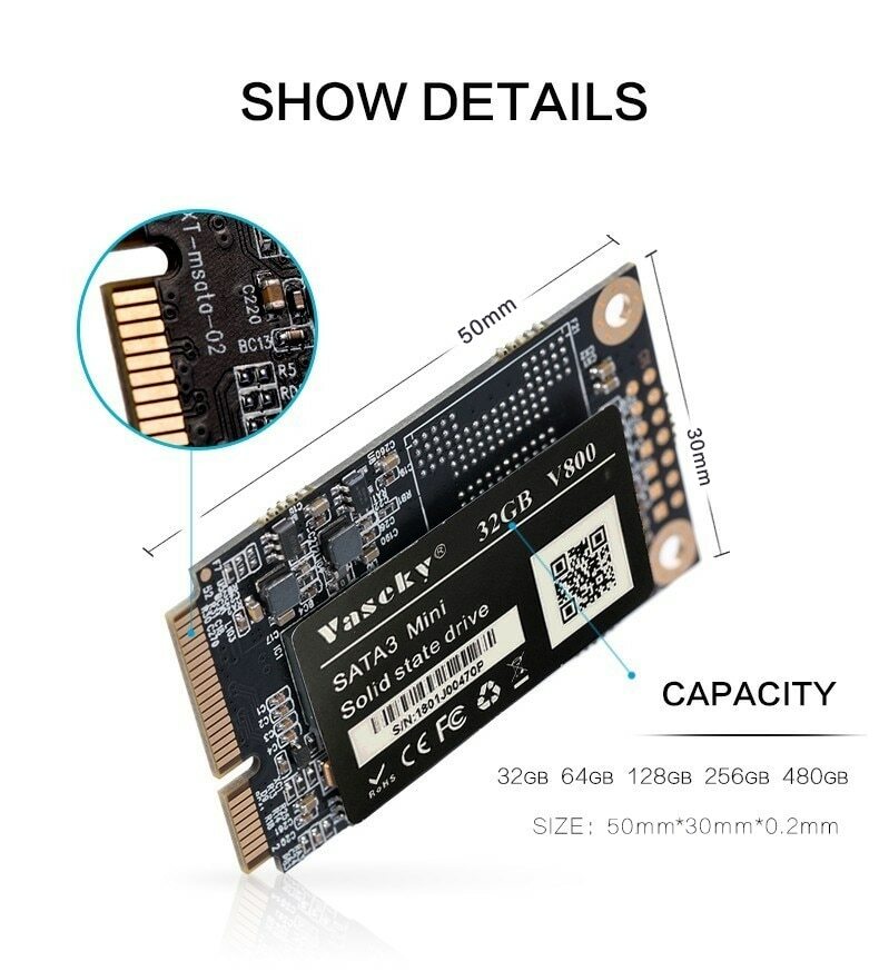 Msata SSD 120GB 250GB 240GB 480GB 1TB SATA Internal Solid State Drives 1.8 Inch