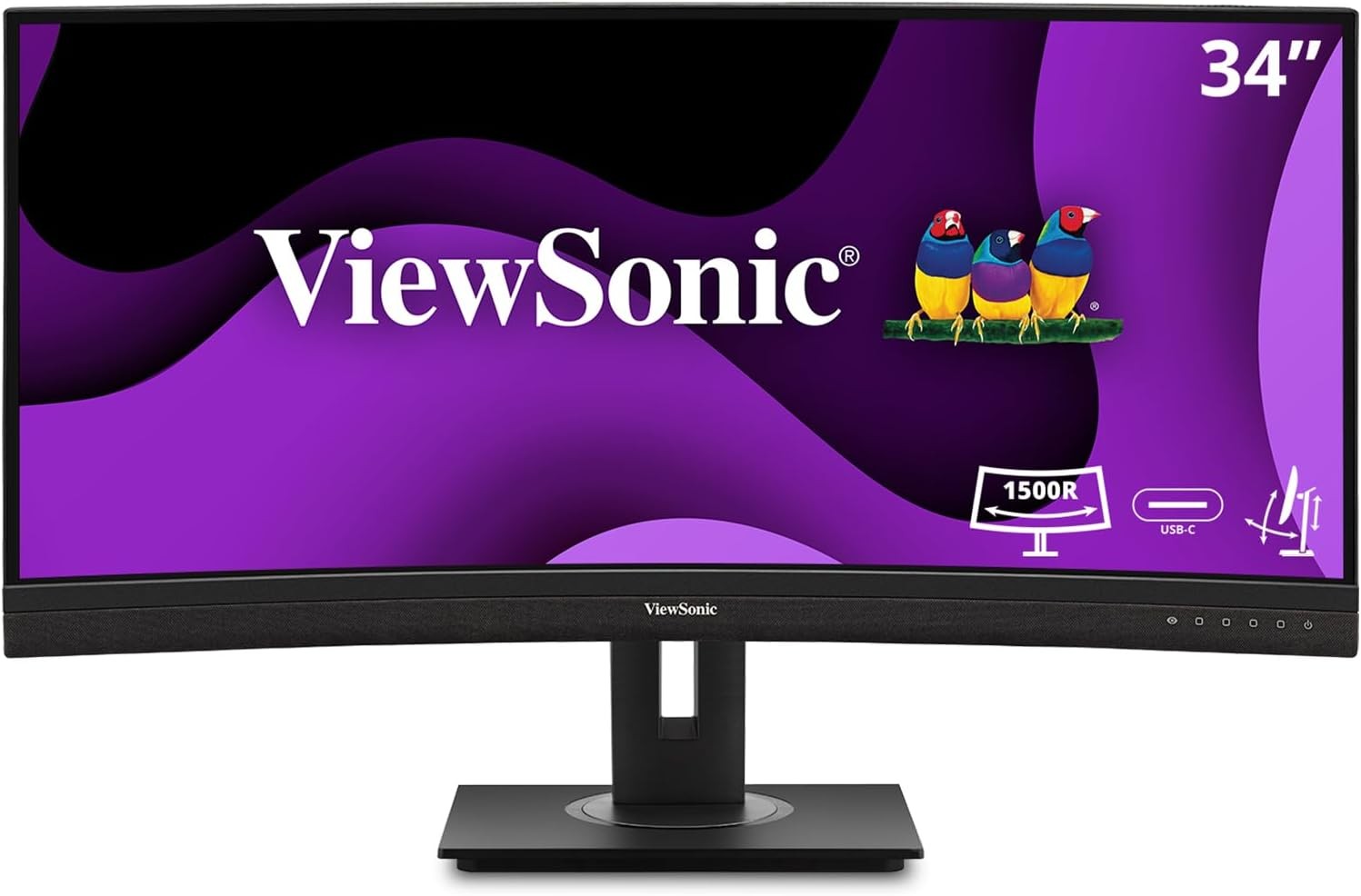 ViewSonic VG3456C-S 34″ 21:9 1440p Curved Monitor, Black – Certified Refurbished