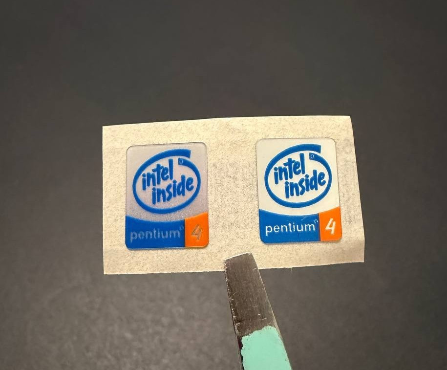 2 x Intel Inside Pentium 4 Sticker Label Decal 10mm x 12.5mm, SMALL (Mini) SIZE