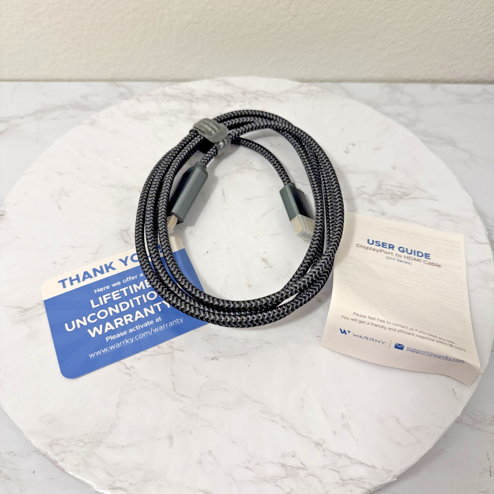 WARRKY DisplayPort to HDMI Cable 6FT 4K 30Hz DP Male HDMI Male Braided