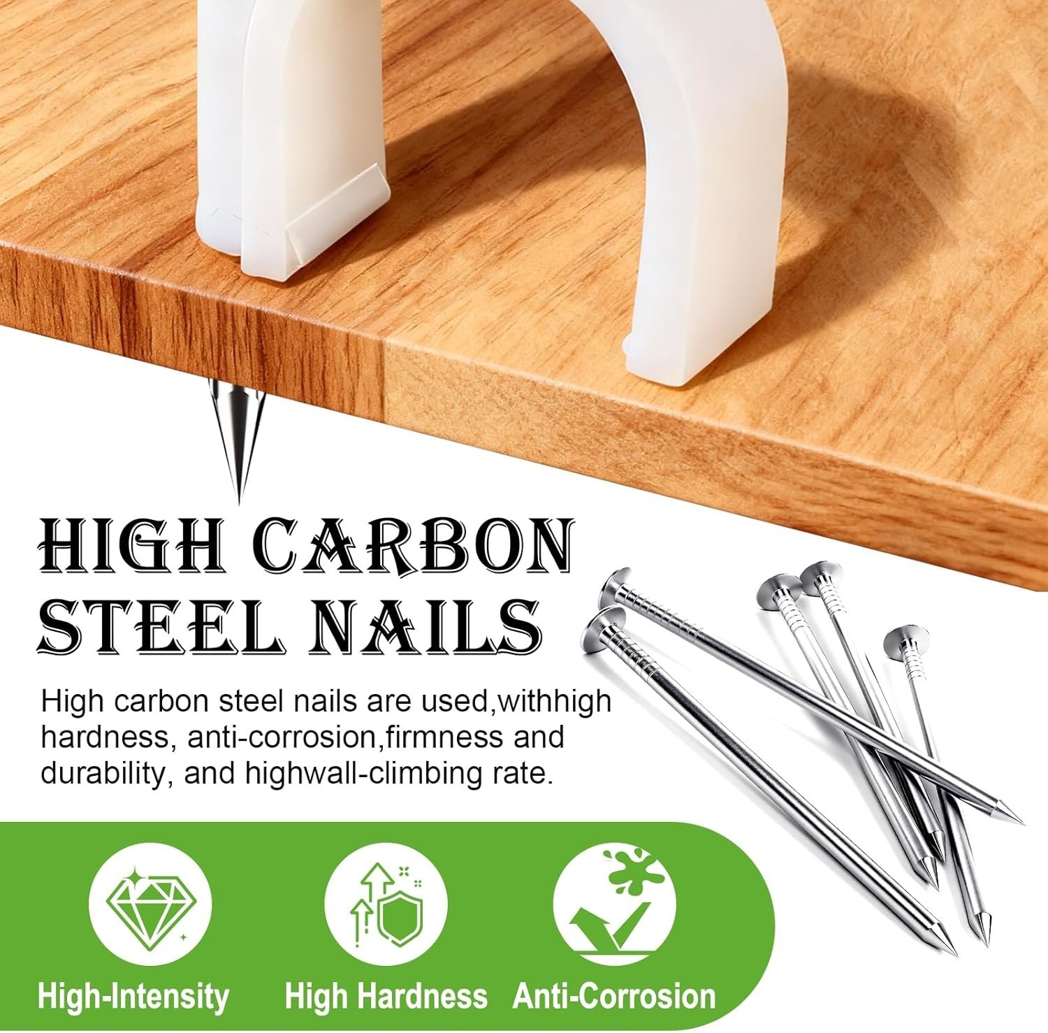 200pcs Round White Cable Clips with Steel Nails – 4/6/8/10mm for Wire Management
