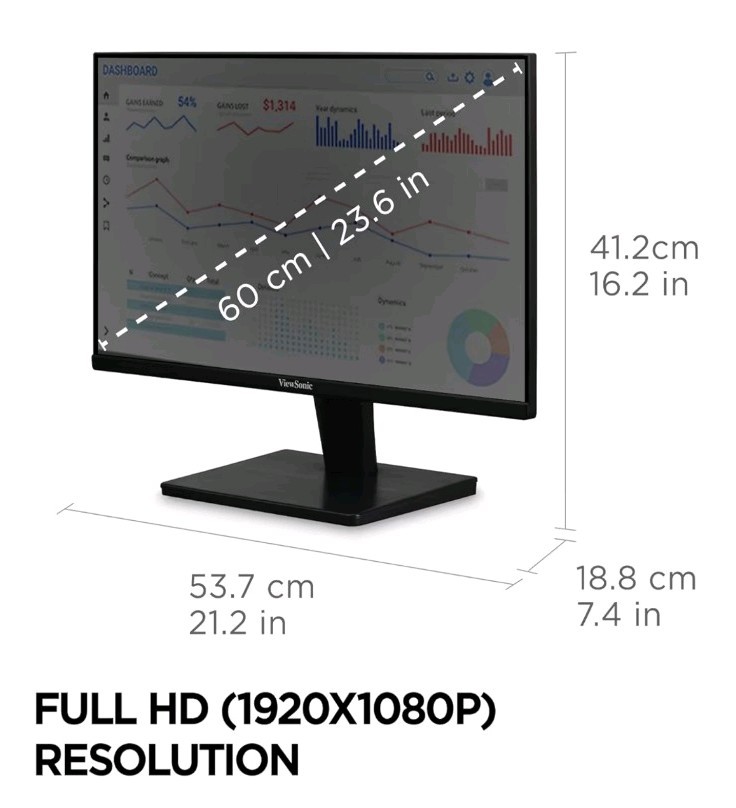 ViewSonic VS2447M 24″ LCD Monitor Full HD 75Hz 100Hz HDMI VGA FreeSync Speakers
