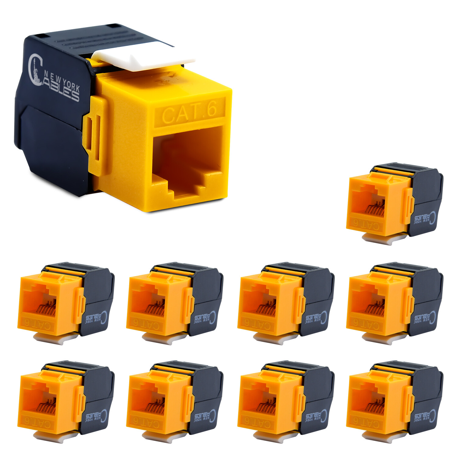 Cat6 Vertical Keystone Jack 180 Degree UTP Toolless Ethernet Adapter Yellow 10X