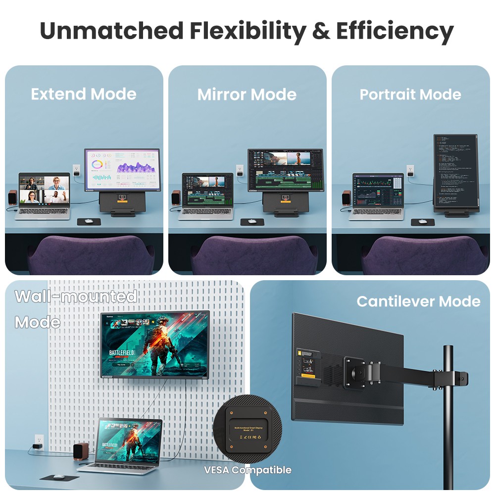 90% NEW – Hyangin D1 24″ Portable Monitor Dual Second Screen Extender for Laptop