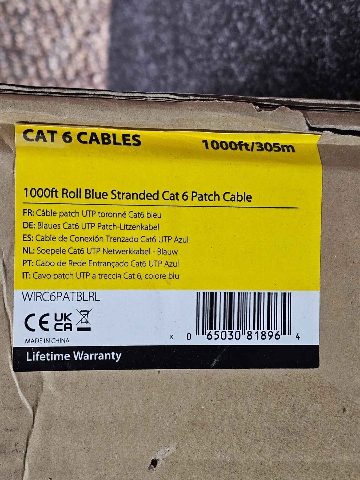 StarTech 1000 feet Bulk Cat6 Ethernet Cable Stranded-CM-Rated for In-Wall Use