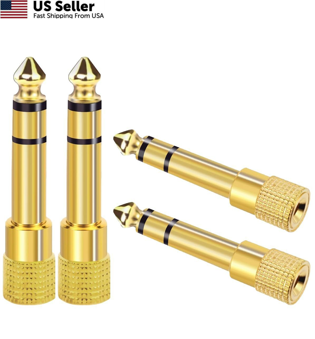SHERAF 4 Pack 1/4″ 6.35mm Male to 1/8″ 3.5mm Female Stereo Audio Headphone Adapt