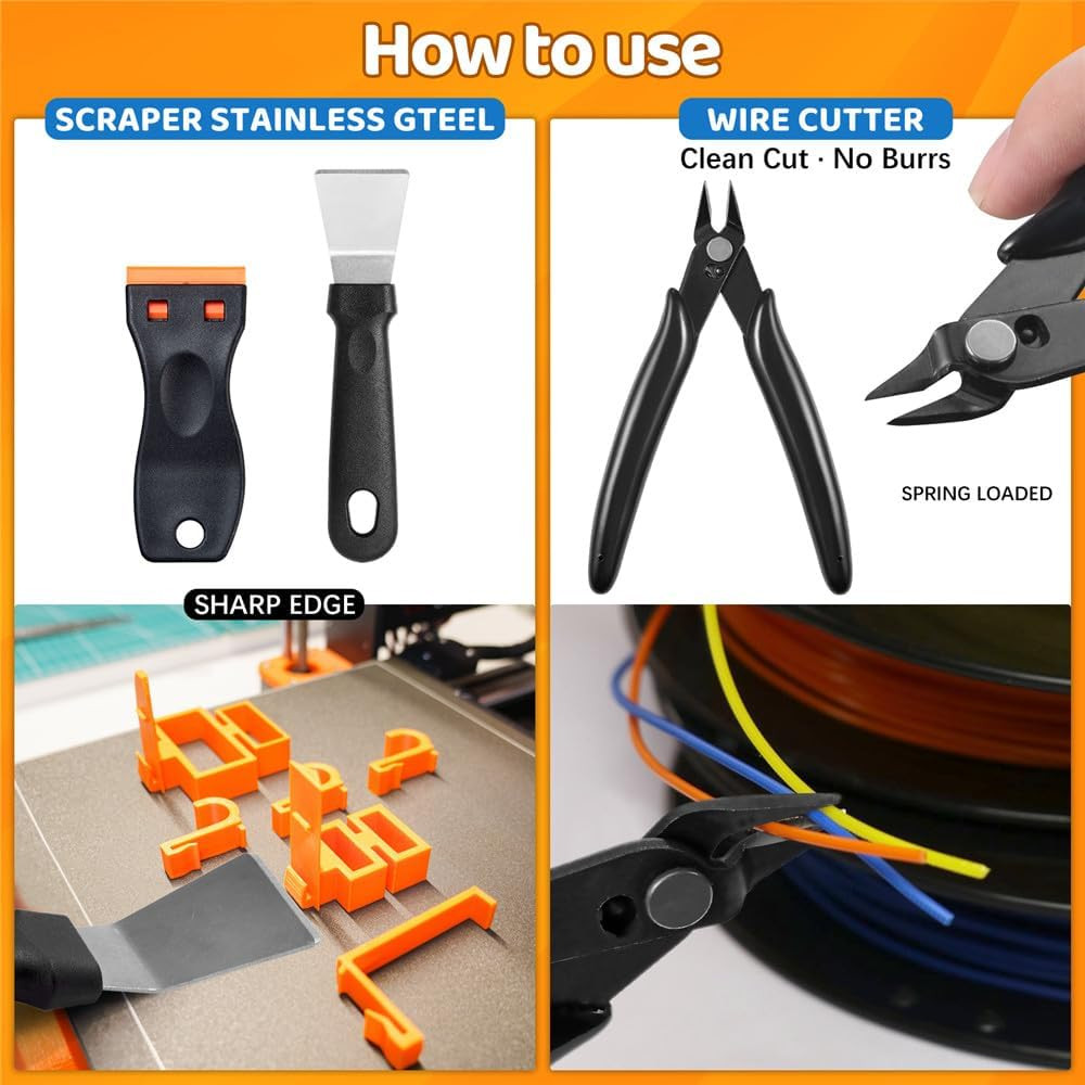 50Pcs 3D Printer Tool Kit & Accessories for All FDM/SLA Printers, Includes No…