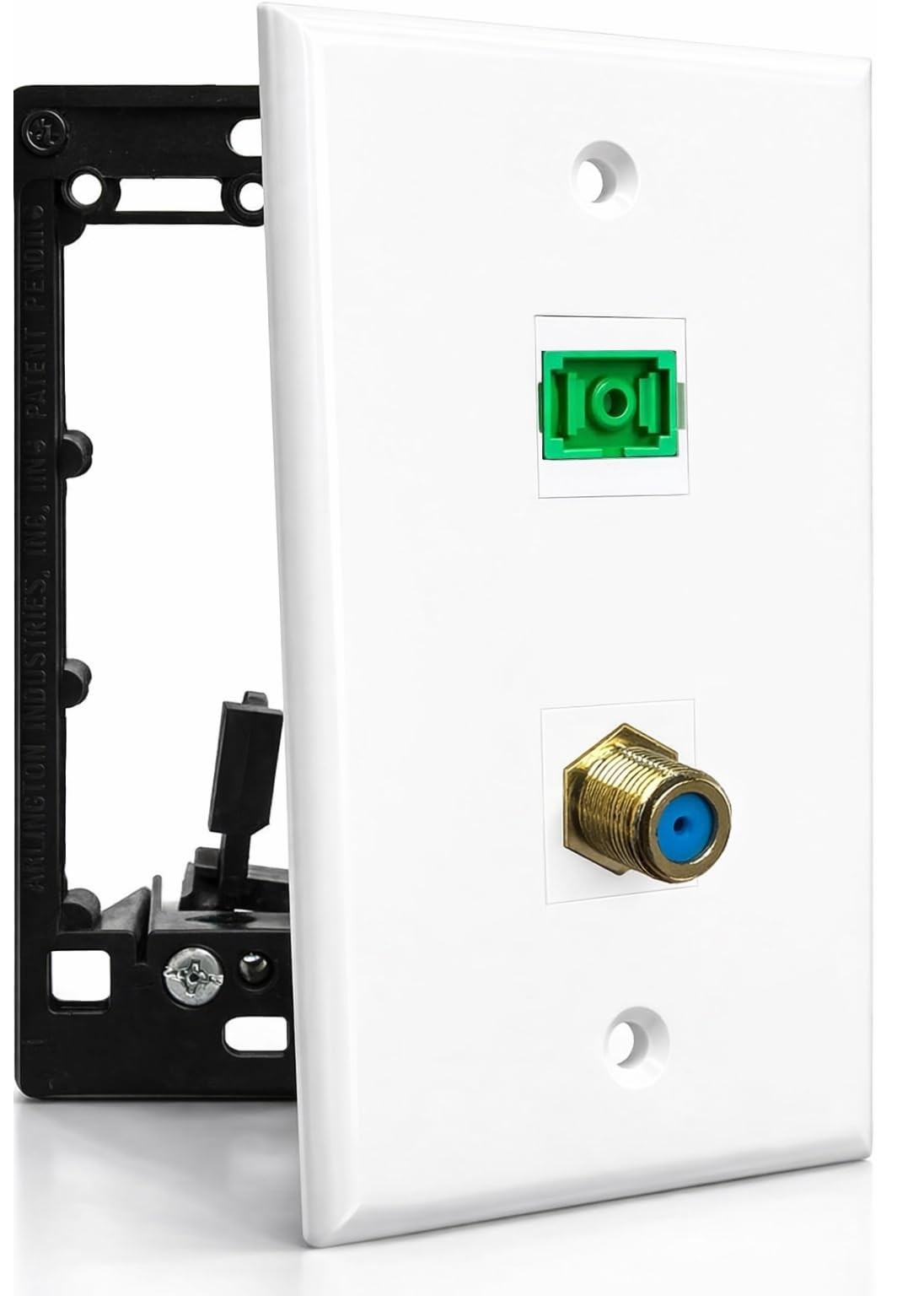 DIYTECH Fiber Optic Wall Plate, Simplex, with Gold Coax Port, Low Voltage Mou…
