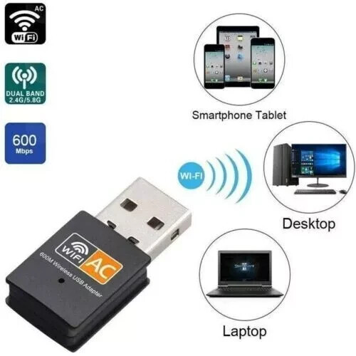 Lot of 100 x AC600 Mbps Dual Band 2.4/5Ghz Wireless USB Mini WiFi Network 802.11