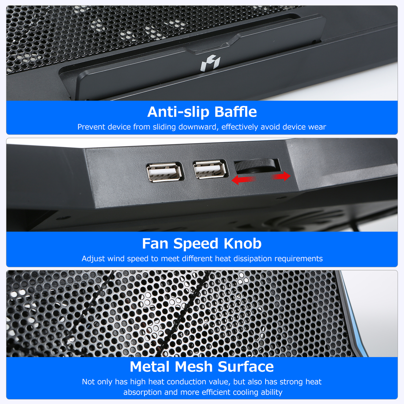 Foldable Laptop Cooler 6-fan Laptop Cooling Stand Low Noise with 6-level F6J2