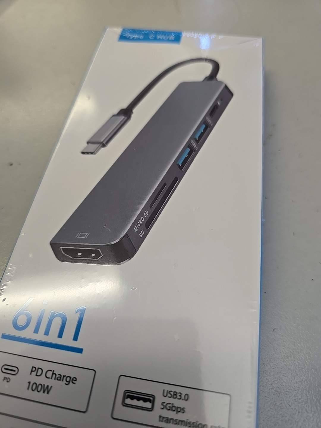 New Sealed – 6 in 1 Type C USB Hub – Type C, USB 3.0 4K HDMI, Card Slots -NEW!