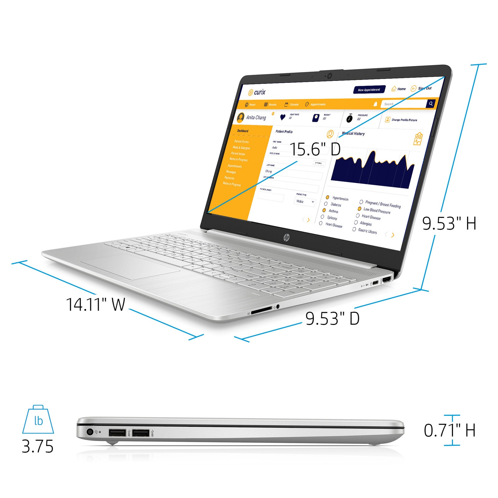 HP 15-dy2131wm 15.6″ FHD Laptop i3-1115G4 3GHz Intel UHD Graphics 8GB RAM 256GB
